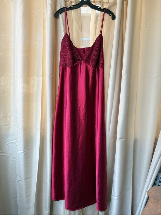 Vintage Dresses & Skirts - Vintage Handmade Large Red Satin Maxi Slip Dress